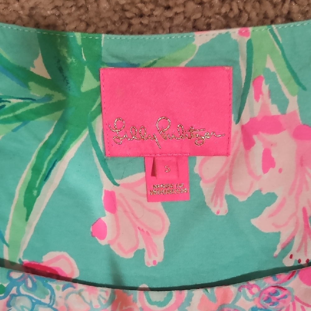 Lilly Pulitzer Cristal Maxi Dress Small S Aqua Floral Flutter Sleeve Square Neck - Picture 12 of 12